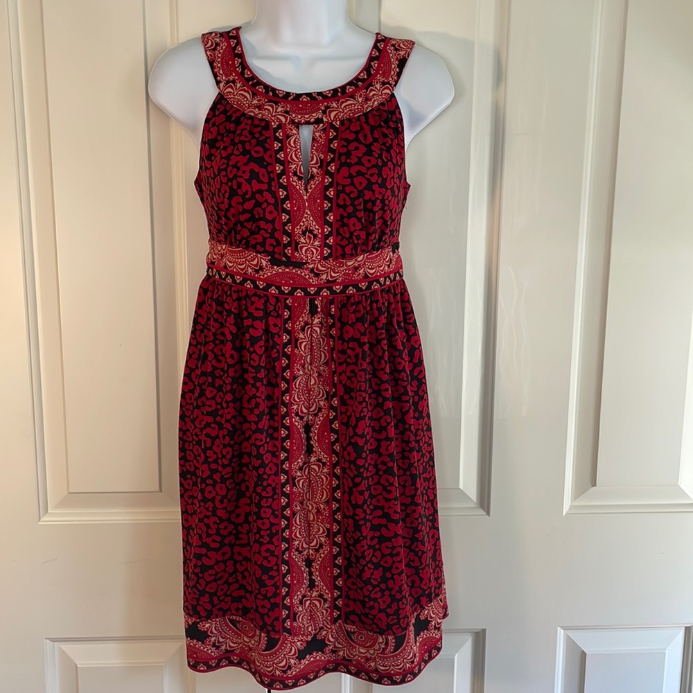 INC International Concepts Print Mini Dress with Keyhole Neck, Size S Petite